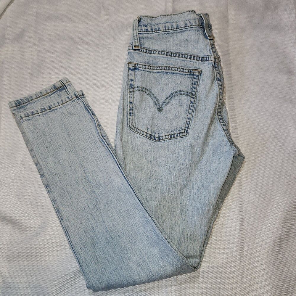 Levi’s 501 S Skinny Jeans Women’s W24 L28 Light Acid Wash Stretch Button Fly